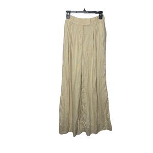 Zimmermann Beige Khaki Woven Pants Wide Leg Fully Lined Size 0 Tailored waist